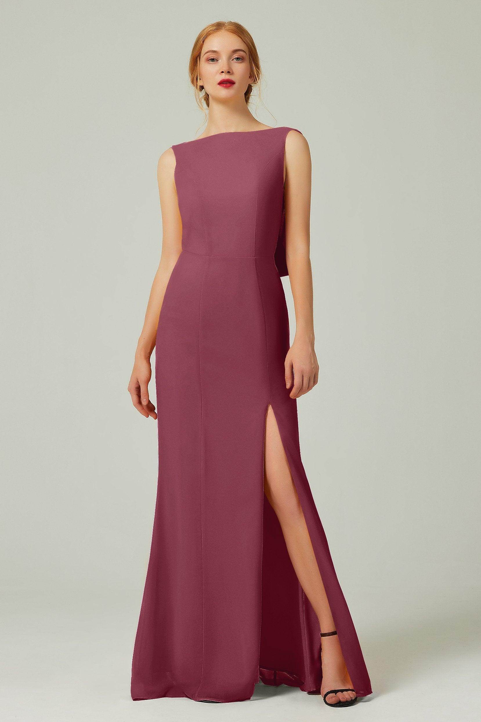 Sheath-Column Sweep-Brush Chiffon Bridesmaid Dress Formal Dresses CB0310PS - COCOMELODY